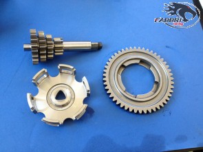 Ingranaggio multiplo Fabbri Racing 10-14-17-19 denti TERZA E QUARTA CORTA sezione a triangolo + z=49 Vespa 50, 90, 125 ET3 Primavera, PK + ragnetto